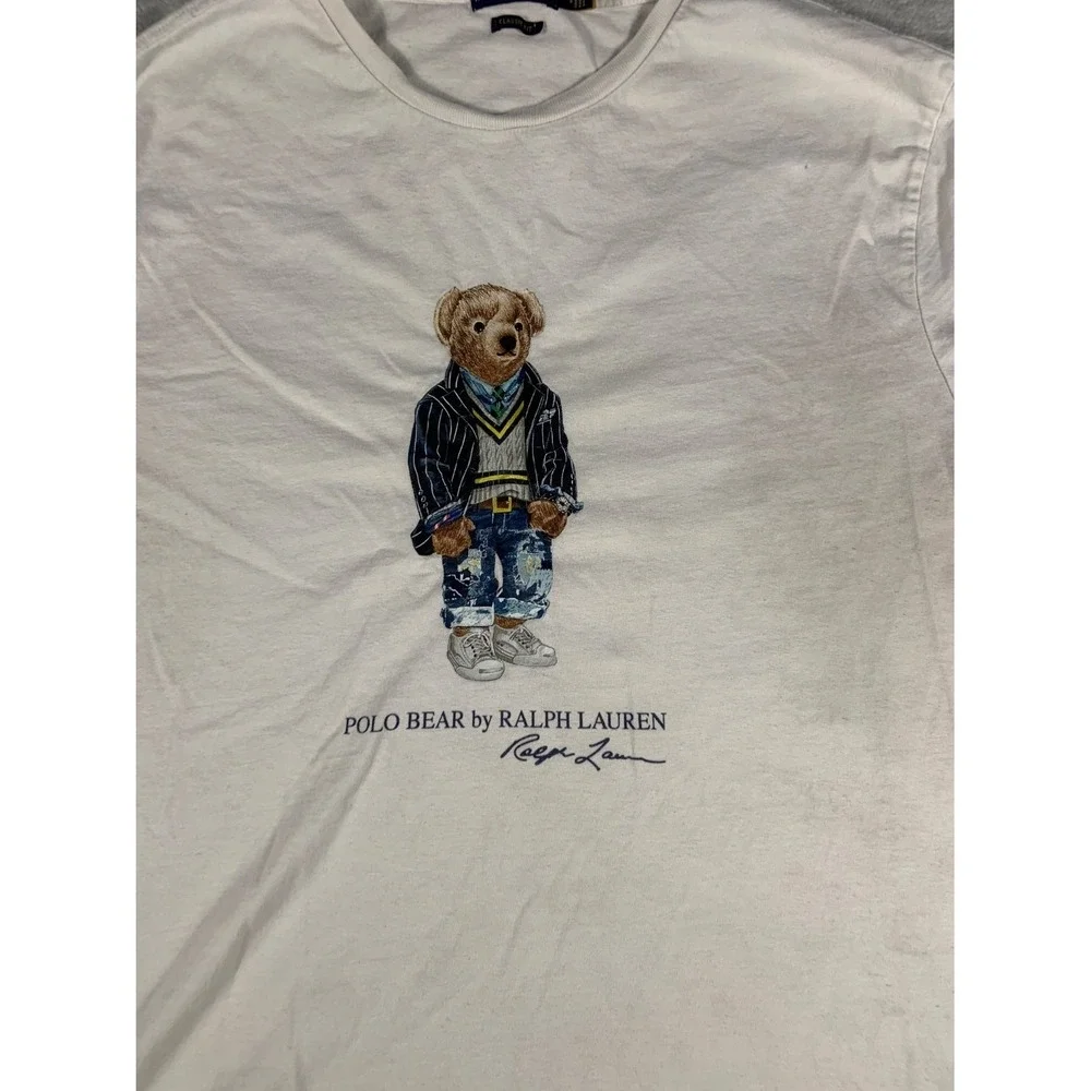 Polo Ralph Lauren Bear Men's T-Shirt L White Classic Fit Cotton